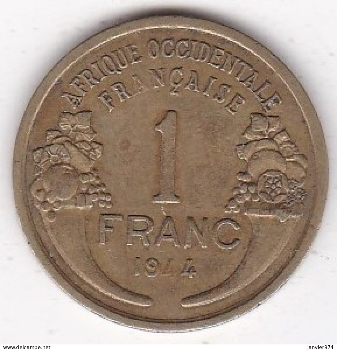 Afrique Occidentale Française. AOF. 1 Franc 1944. Bronze Aluminium. Lec# 2 - África Occidental Francesa