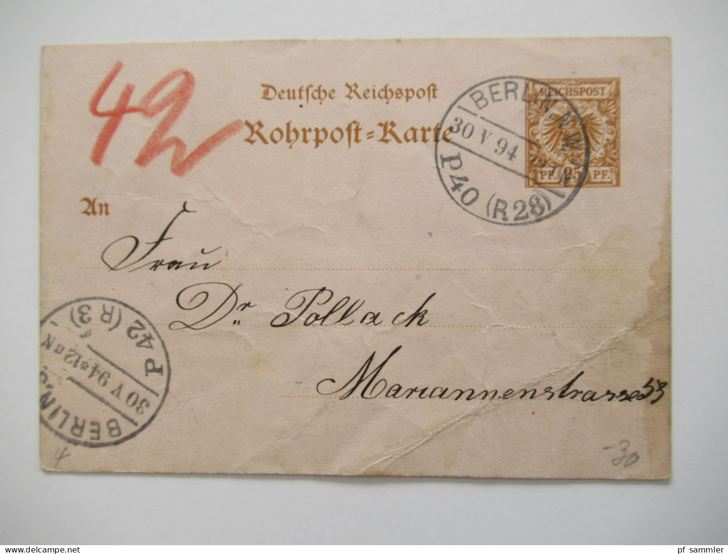 Berlin Postämter Ganzsachen Posten mit Rohrpost!! Ab 1875 - ca. 1910 insgesamt 110 Stück!! Interessanter Stöberposten!