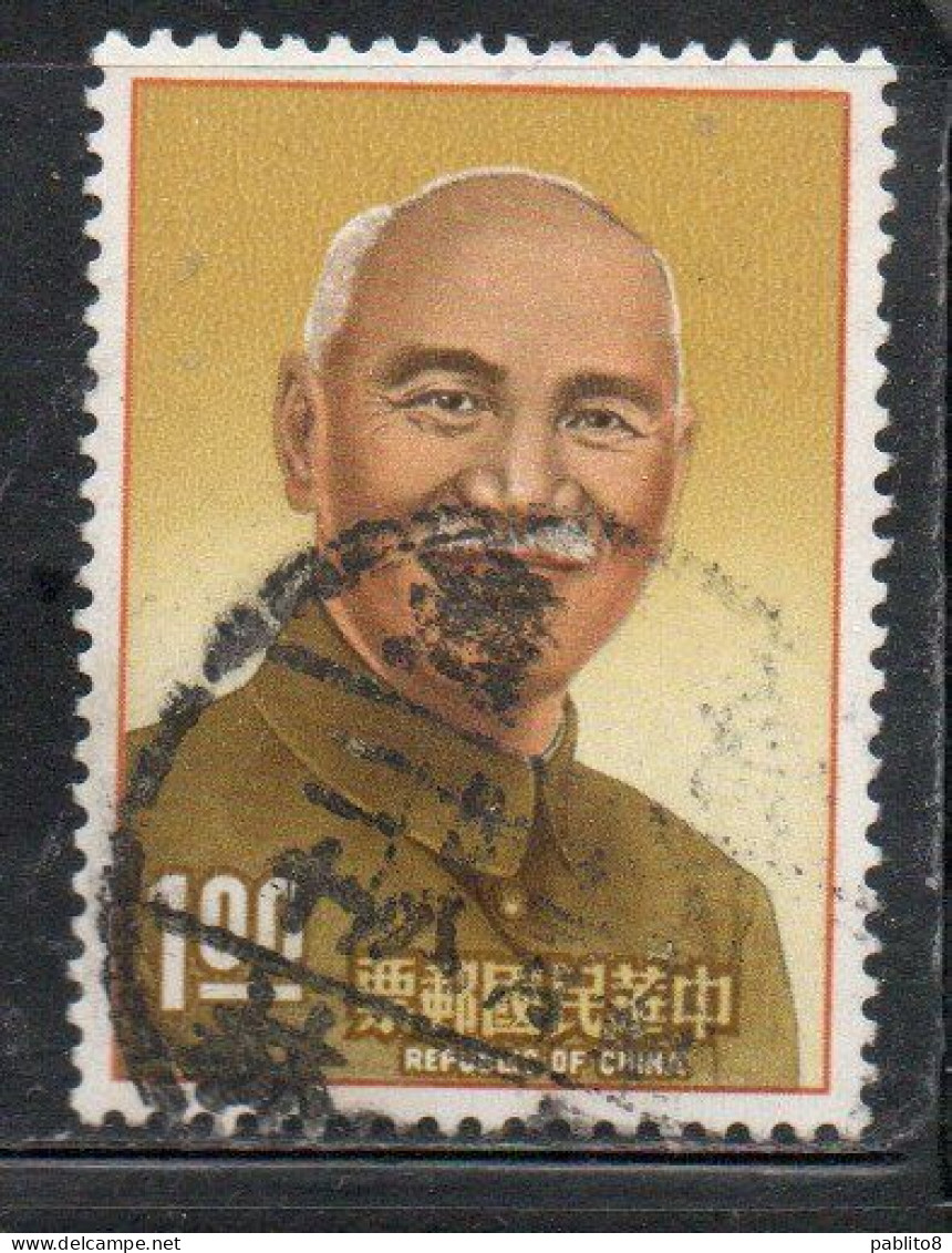 CHINA REPUBLIC CINA TAIWAN FORMOSA 1966 PRESIDENT CHIANG KAI-SHEK IN CHUNG SAN ROBE 1$ USED USATO OBLITERE' - Oblitérés