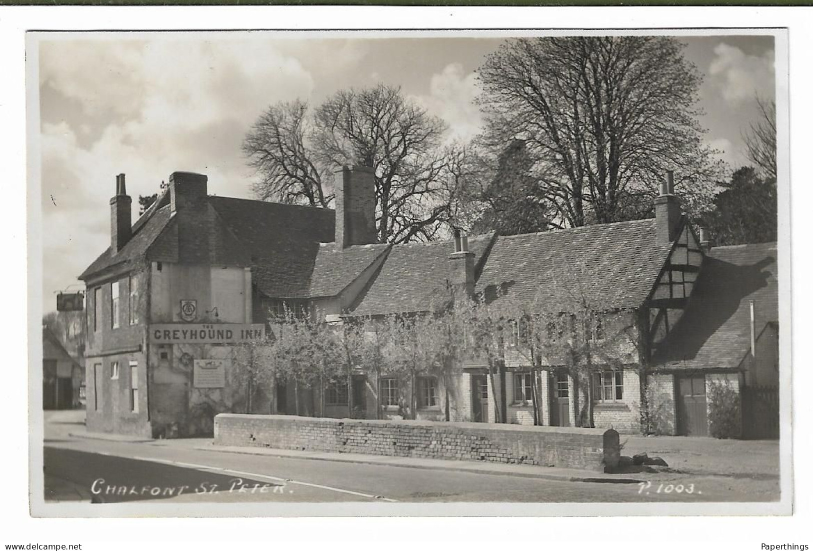 Real Photo Postcard, Buckinghamshire, Chalfont ST. Peter, The Greyhound Inn, Pub, Road, Street, House. - Buckinghamshire