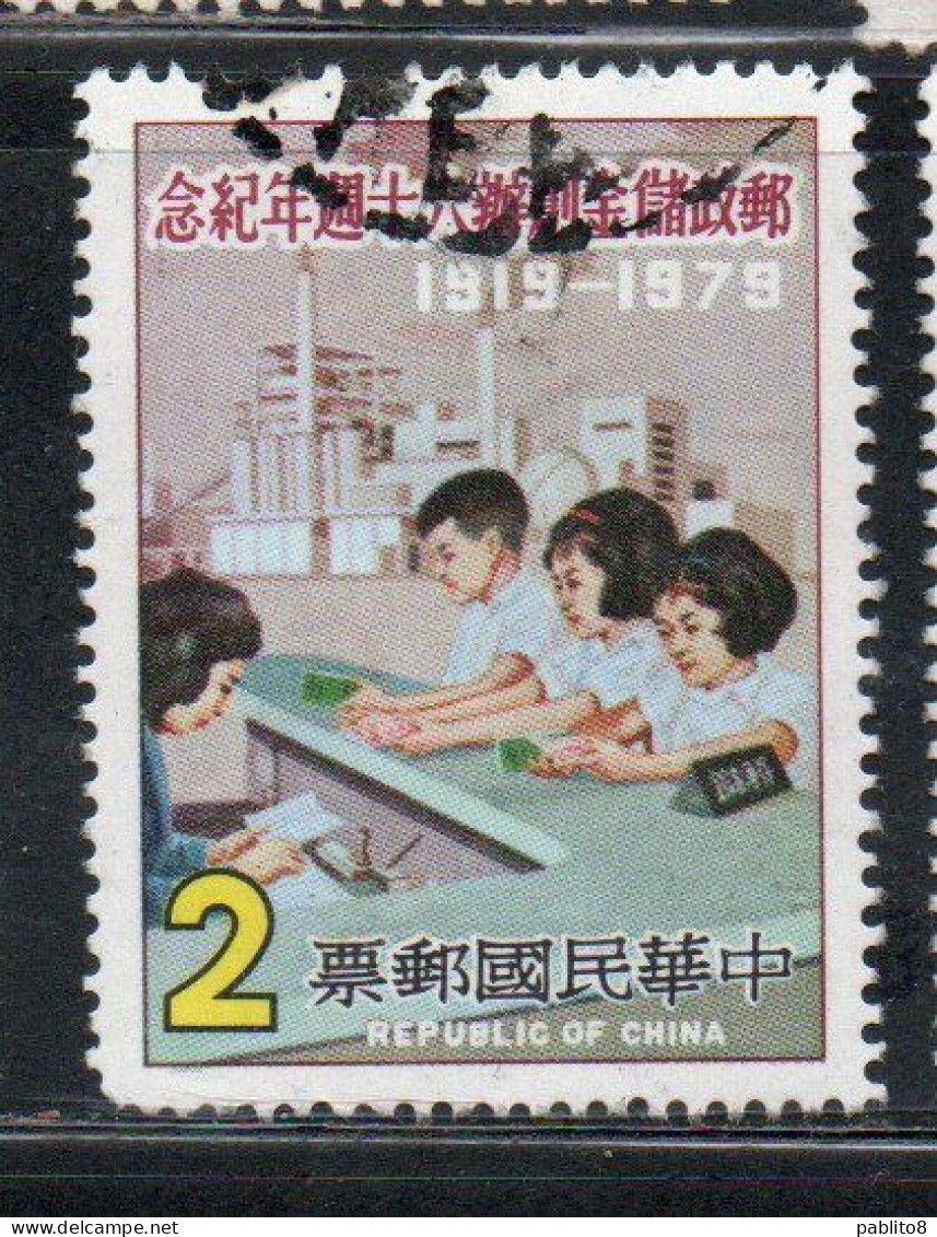 CHINA REPUBLIC CINA TAIWAN FORMOSA 1979 POSTAL SAVINGS CHILDREN AT COUNTER 2$ USED USATO OBLITERE - Used Stamps