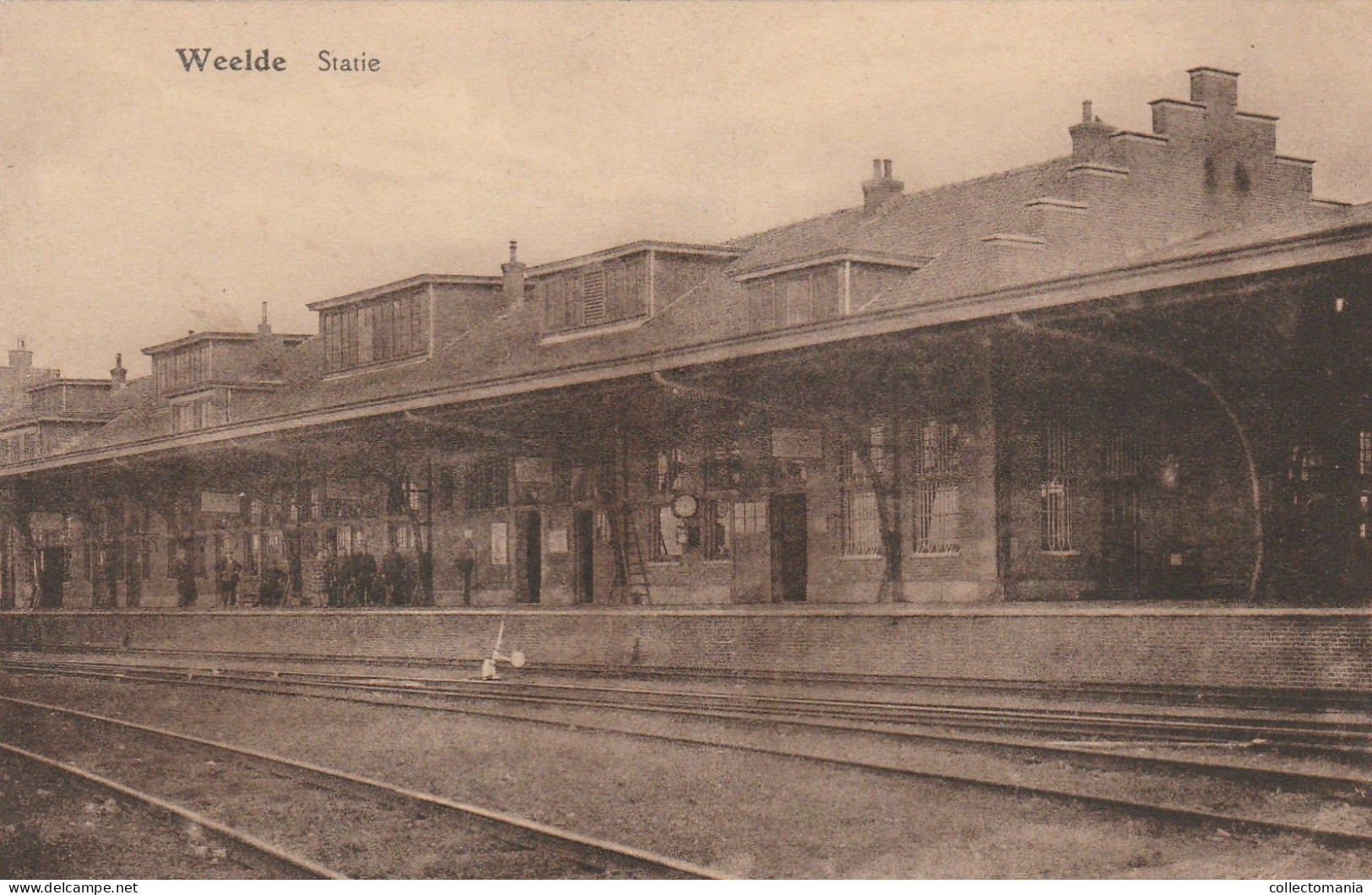 1 Oude Postkaart Weelde  Statie Station Trein - Ravels