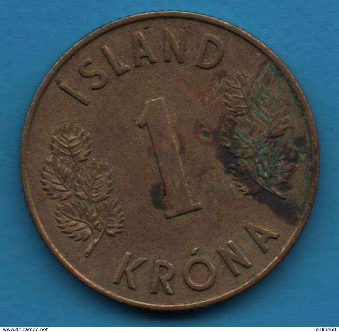 ISLAND 1 KRONA 1961 KM# 12a ICELAND - Islande