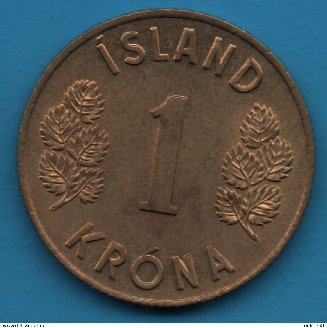 ISLAND 1 KRONA 1963 KM# 12a ICELAND - Islande