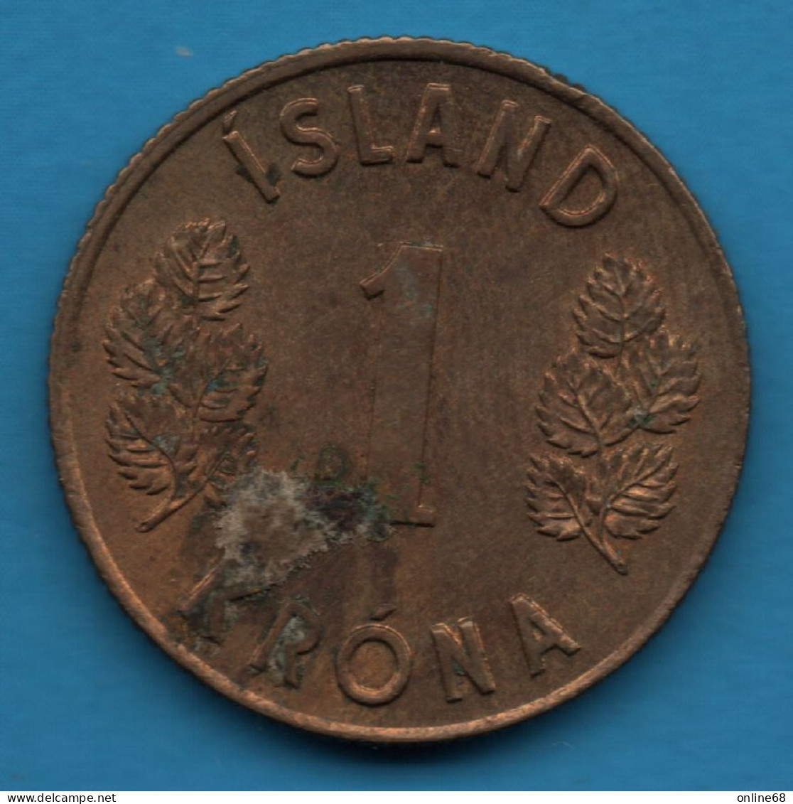 ISLAND 1 KRONA 1966 KM# 12a ICELAND - Island