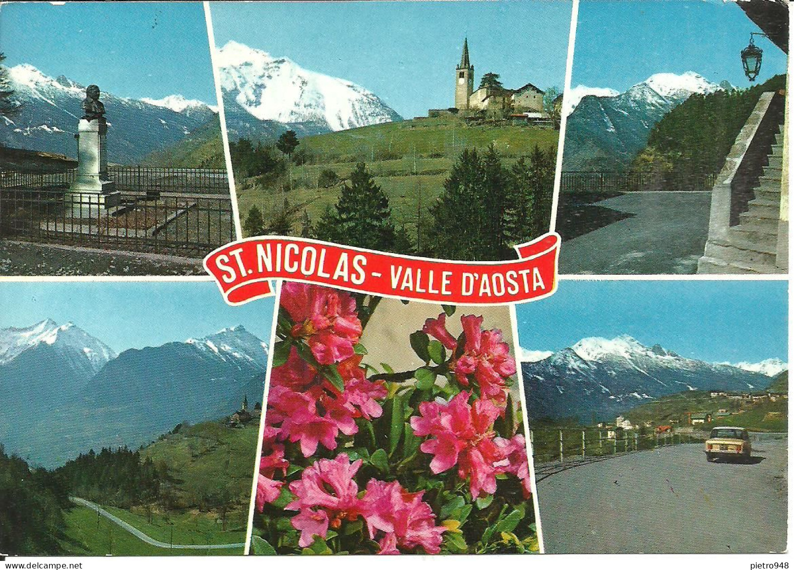 Saint Nicolas (Aosta) Vedute: Scorci Panoramici, Monumento A J.B. Cerlogne, Chiesa Parrocchiale, Vues, Views - Aosta