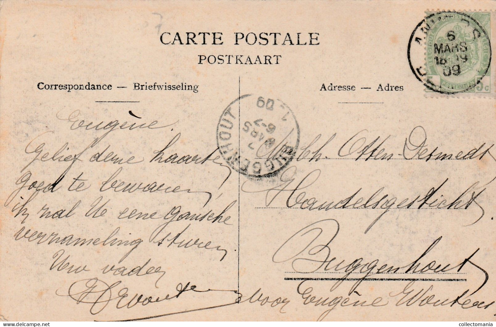 2 Oude Postkaarten Wuestwezel  Wustwezel  "den Herkuul" Wagen Geladen Met 3000kg Kasseien 1905 - Wuustwezel