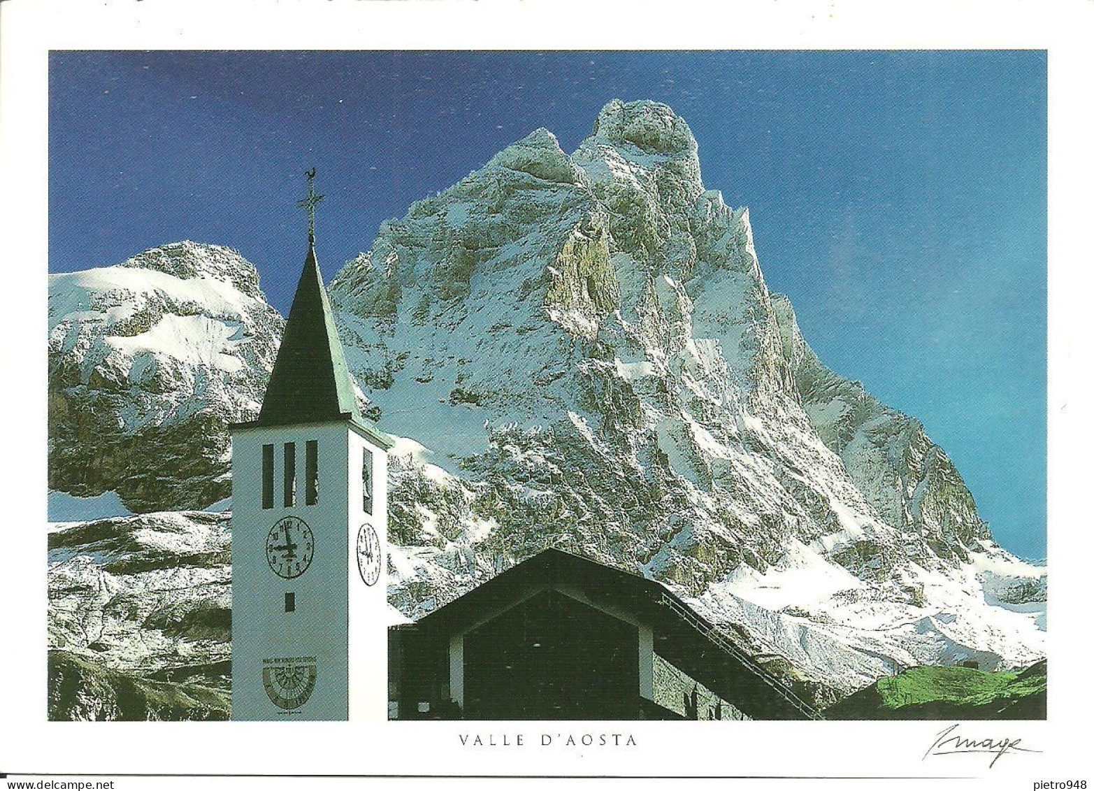 Cervinia Breuil (Aosta) Campanile Chiesa E Cervino, Clocher De L'Eglise Et Cervin, Church Bell Tower And Matterhorn - Aosta