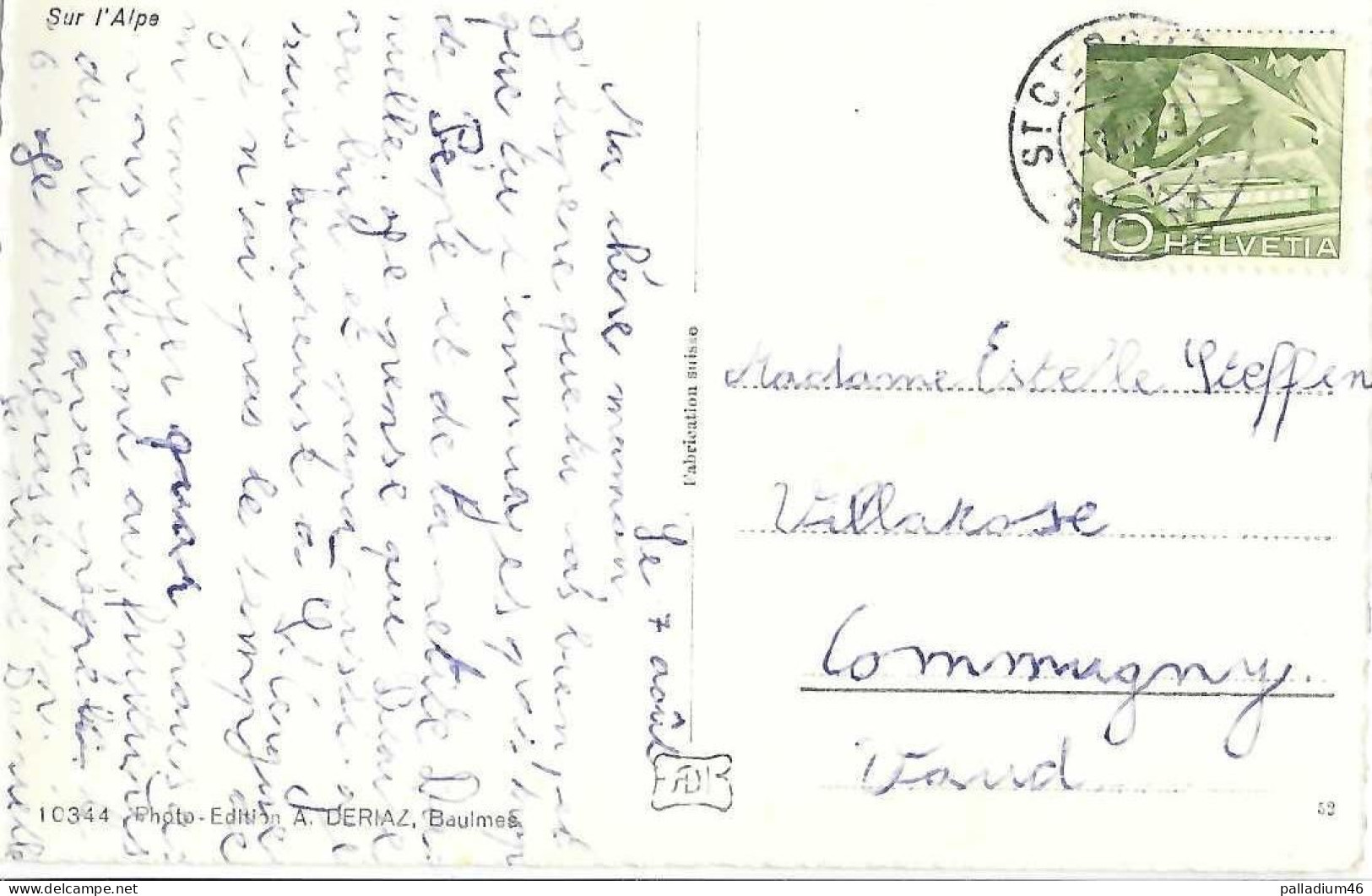 SUISSE FOLKLORE SUR L'ALPE - ARMAILLI AVEC VACHE - A.Deriaz Baulmes No 10344 - Circulé Le 04.08.1953 - Riaz
