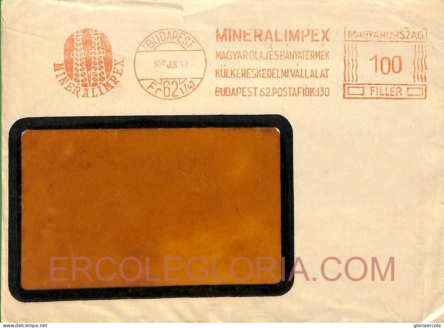 Ad6045 - HUNGARY - Postal History - RED Advertising Postmark 1956 MINERALS - Covers & Documents