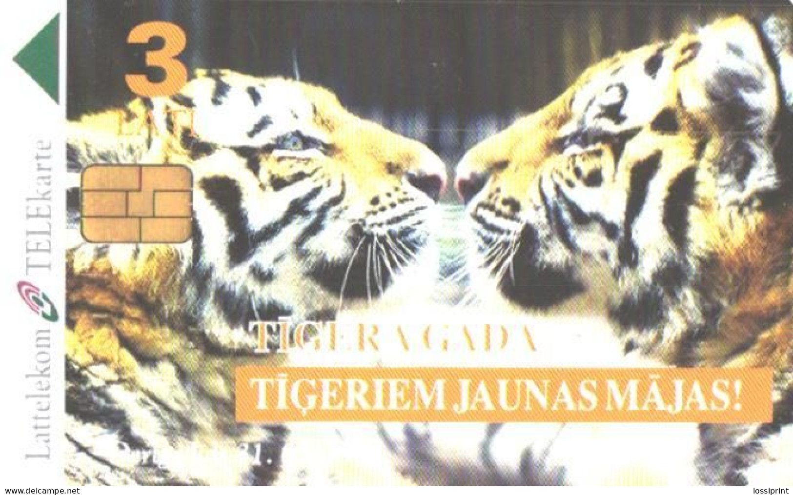 Latvia:Used Phonecard, Lattelekom, 3 Lati, Tigers, 1999 - Latvia