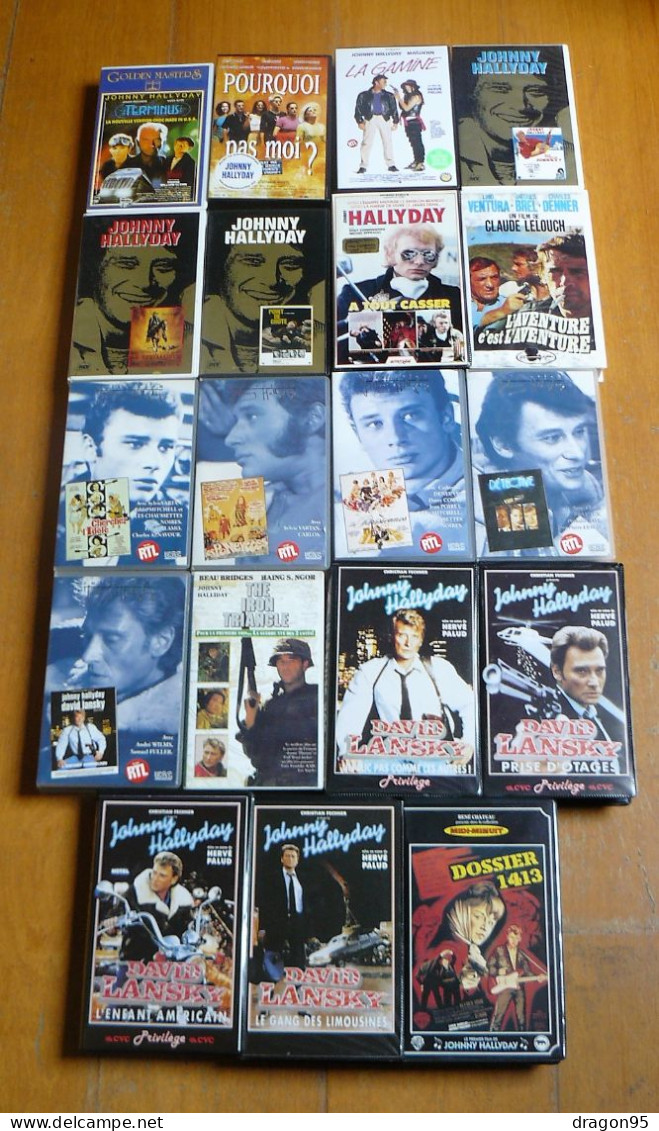 Johnny HALLYDAY : Lot De 19 Films En VHS Dont L'aventure C'est L'aventure - Verzamelingen, Voorwerpen En Reeksen