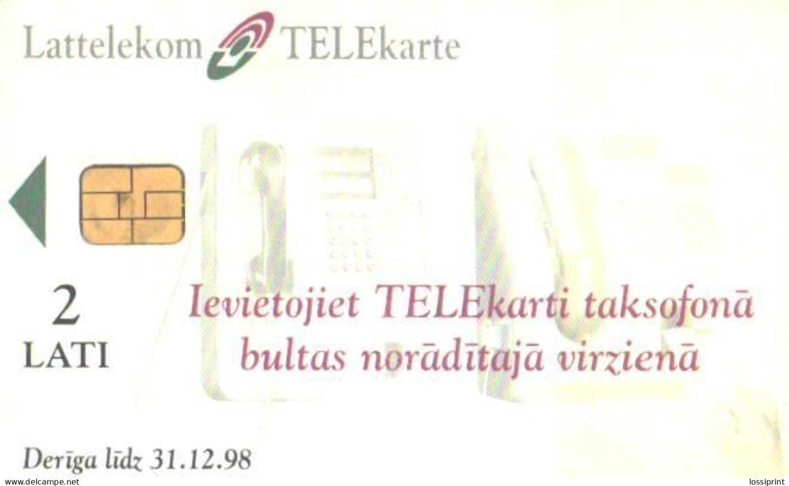 Latvia:Used Phonecard, Lattelekom, 2 Lati, Phones, 1998 - Lettonia