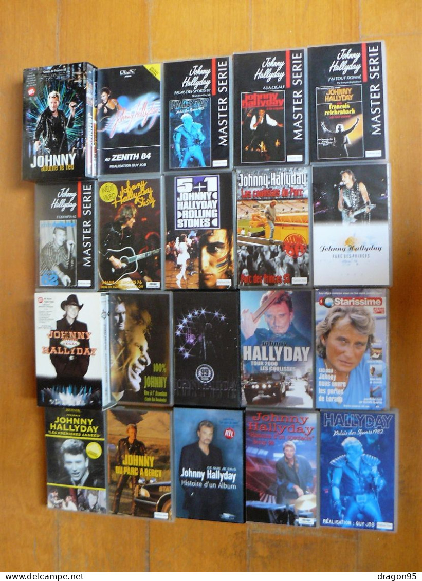 Johnny HALLYDAY : Lot De 22 Vidéos De Concert En VHS Dont 2 Coffrets - Konzerte & Musik