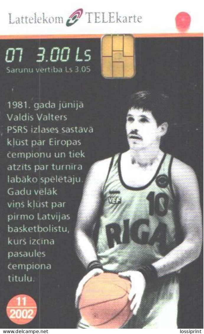 Latvia:Used Phonecard, Lattelekom, 3 Lati, Basketball Players, 07, 2002 - Lettonie