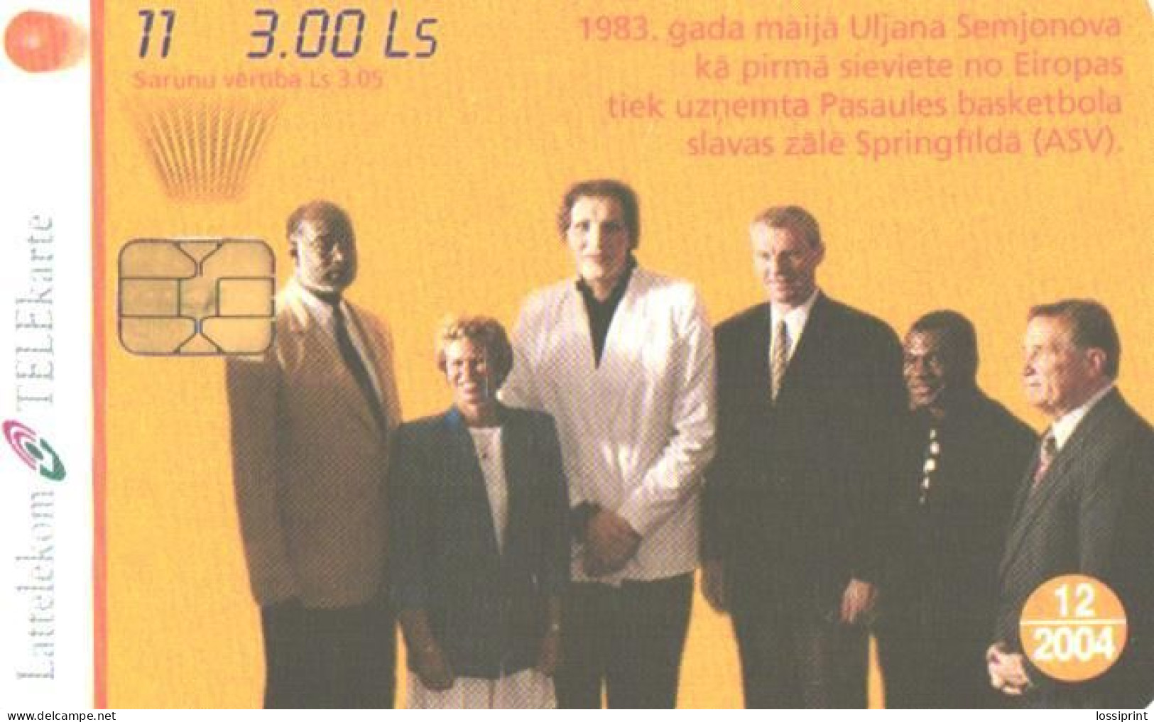 Latvia:Used Phonecard, Lattelekom, 3 Lati, Basketball Players, 11, 2004 - Lettonia