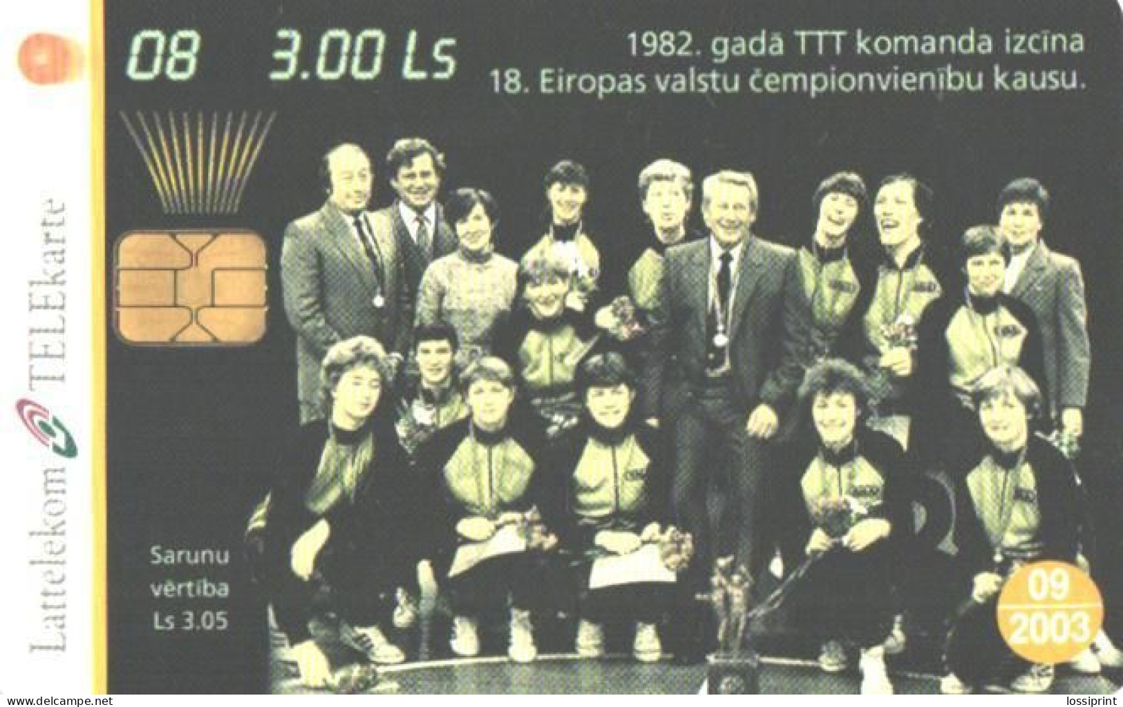Latvia:Used Phonecard, Lattelekom, 3 Lati, Basketball Players, 08, 2003 - Lettonia