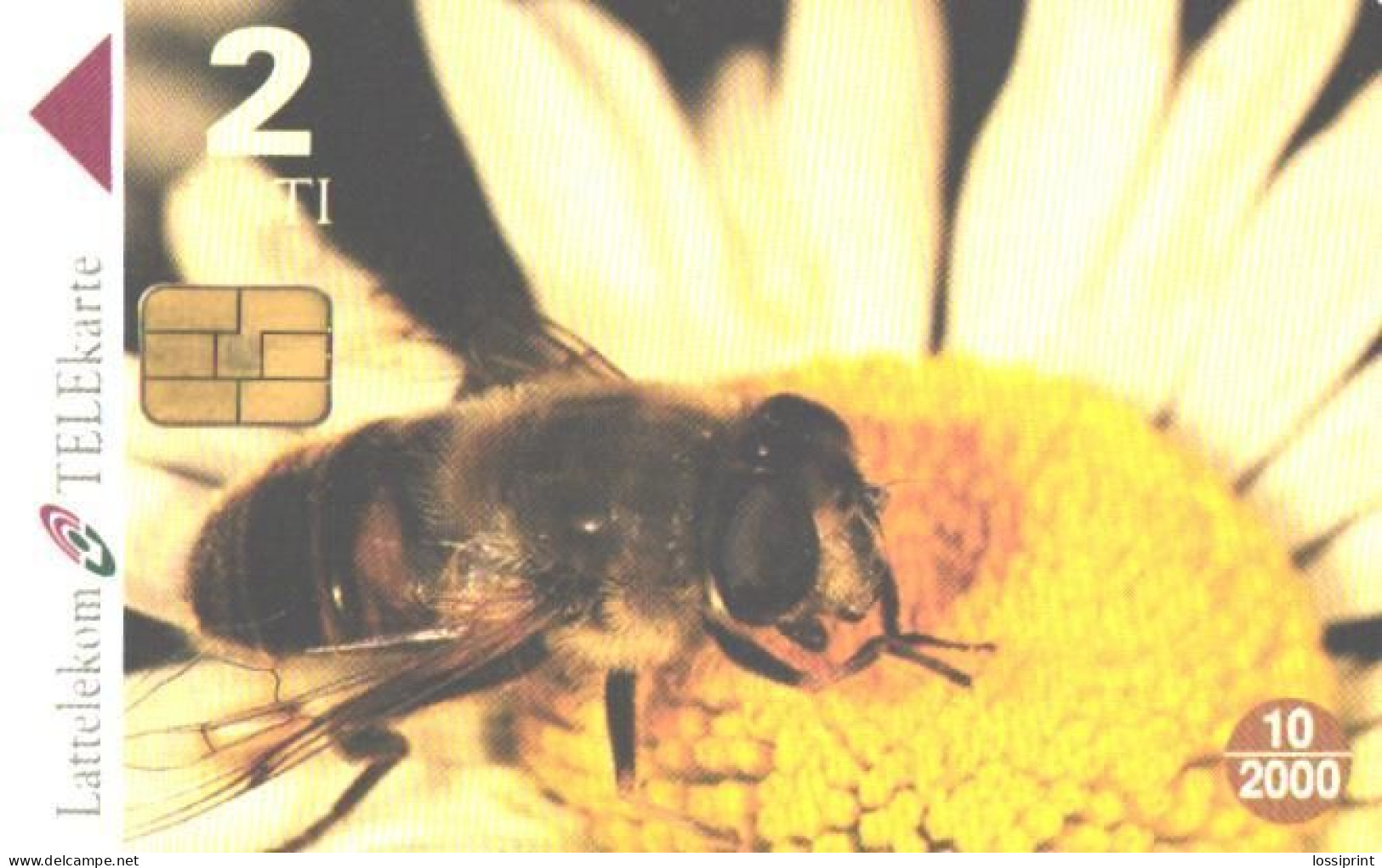 Latvia:Used Phonecard, Lattelekom, 2 Lati, Bee On Flower. 2000 - Latvia