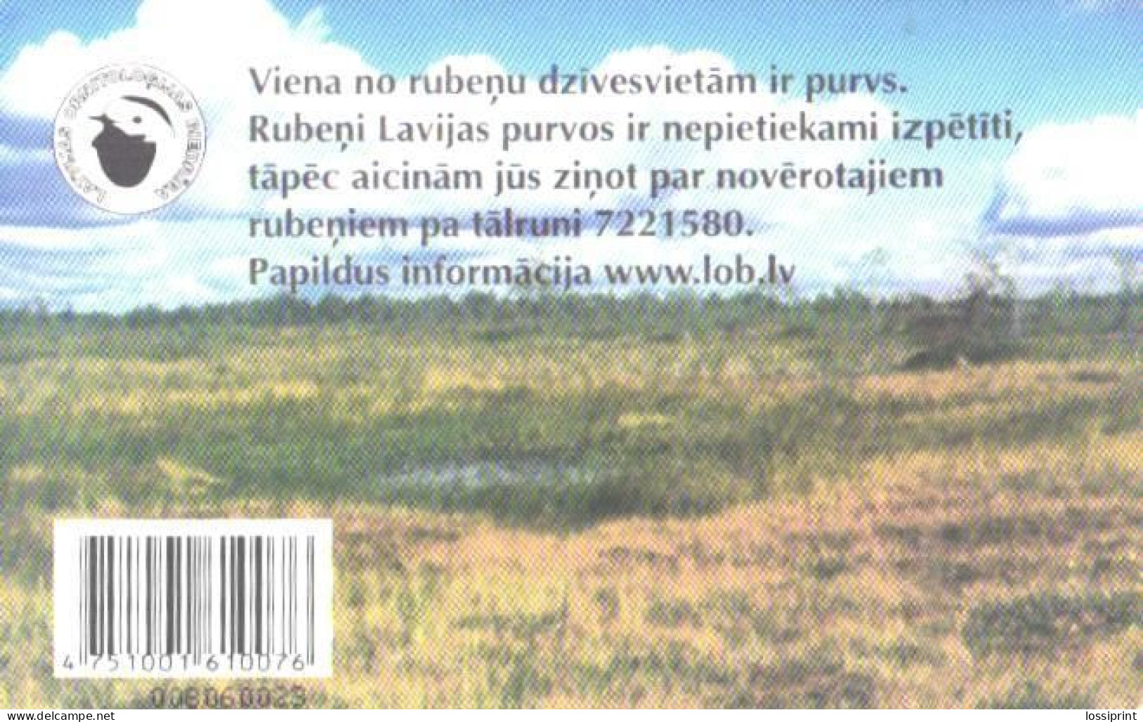 Latvia:Used Phonecard, Lattelekom, 2 Lati, Bird, Rubenis, 2004 - Lettonie