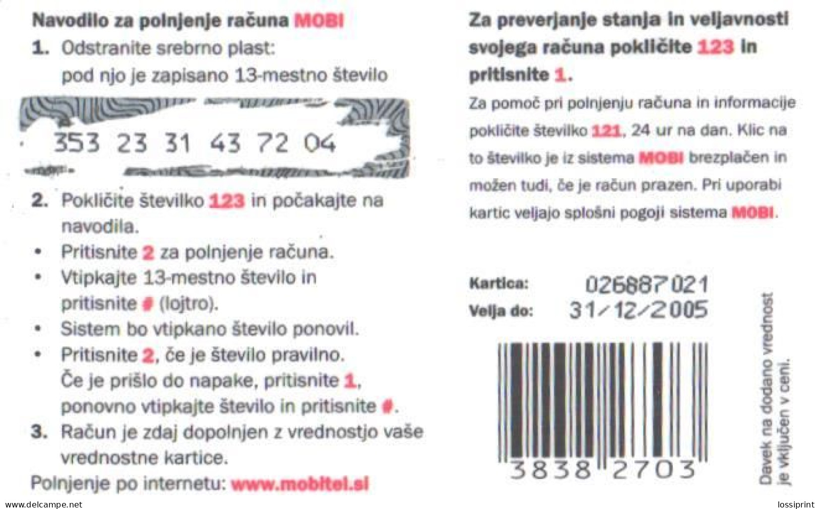 Slovenia:Used Phonecard, Mobi, 1000 SIT, Bird, Eagle, Haliaeetus Albicilla - Slovénie