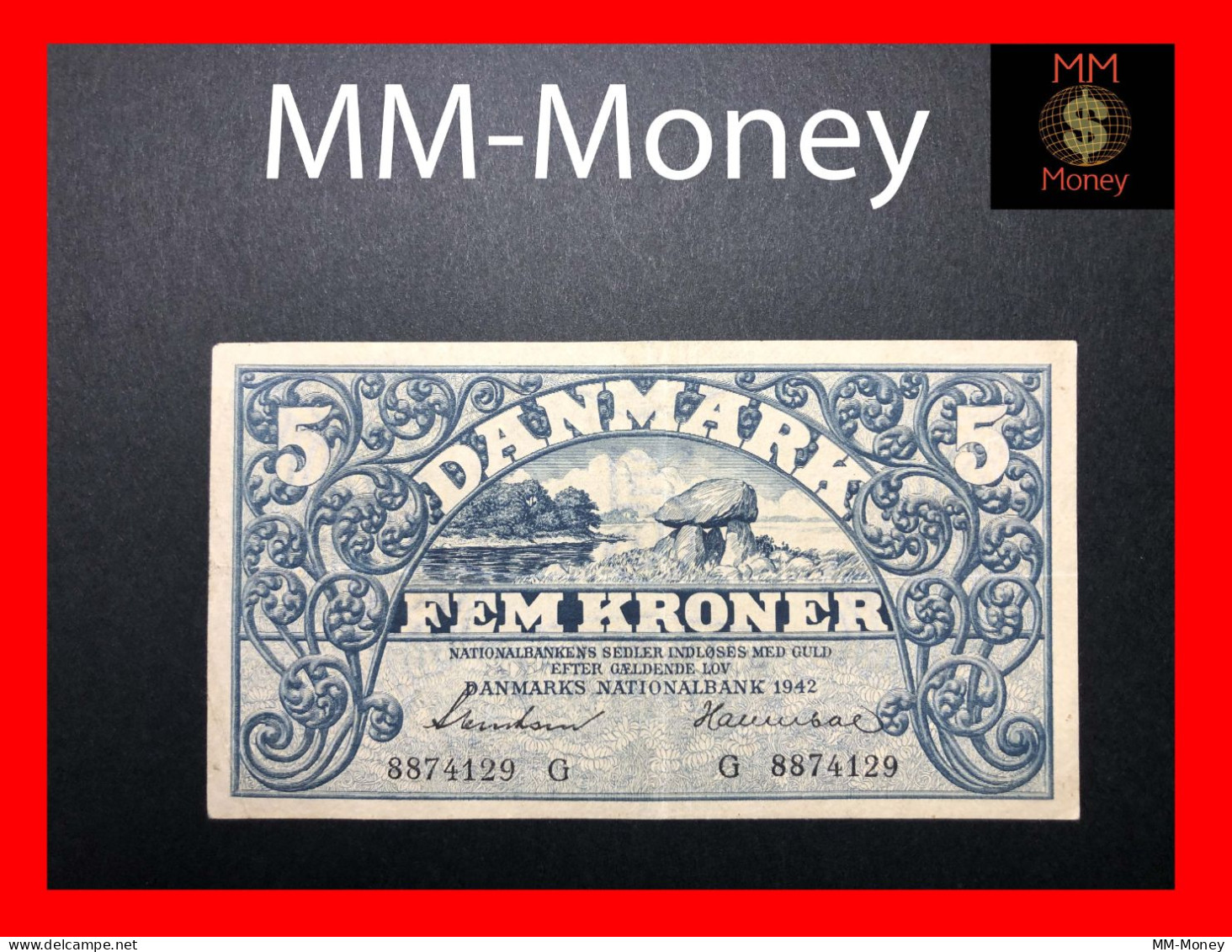 DENMARK  5 Kroner  1942   P. 30   Vf + \ XF - Denmark