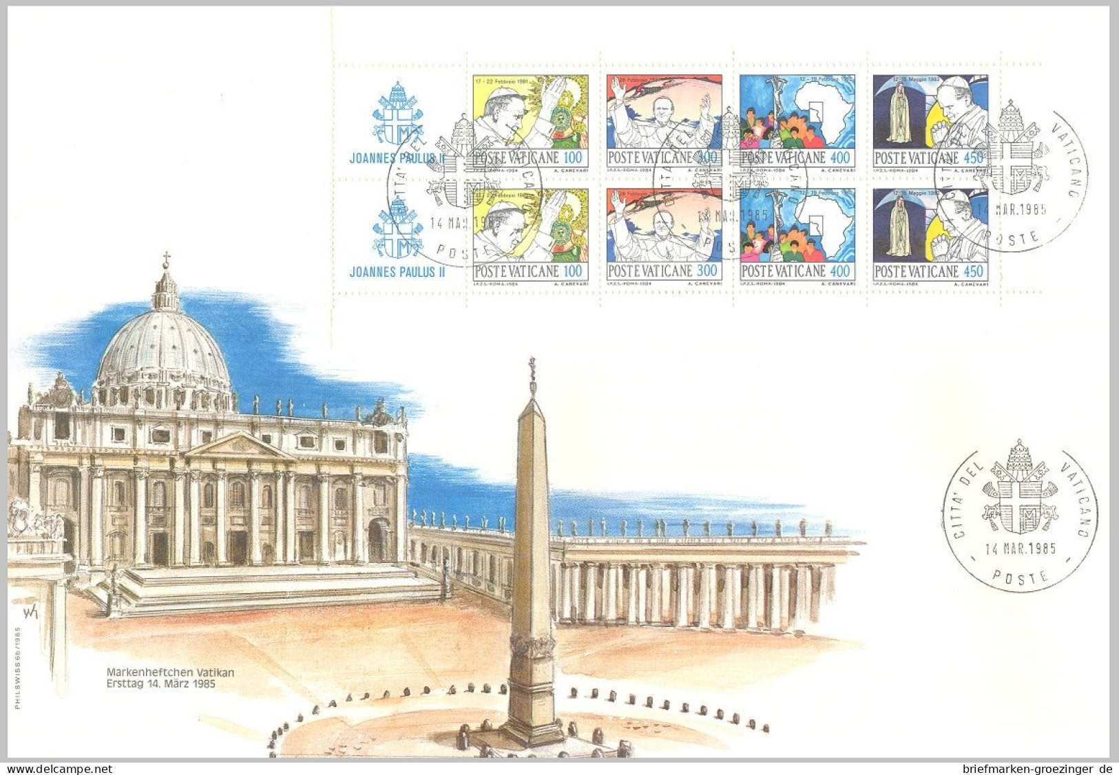 Vatikan 1985 H-Blatt Großformat -16-8415 - Markenheftchen