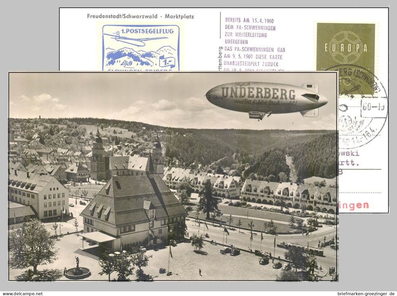Bund Mi.320 Karte 1.Postsegelflug -16-7388 - Erst- U. Sonderflugbriefe