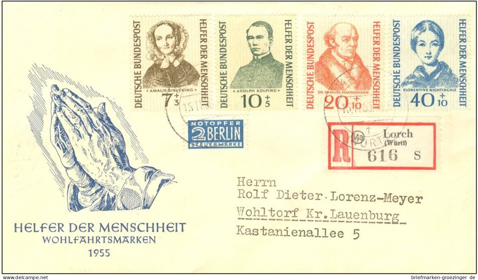 Bund FDC Mi. 222/25 Wohlfahrt 1955 -16-7238 - 1948-1960