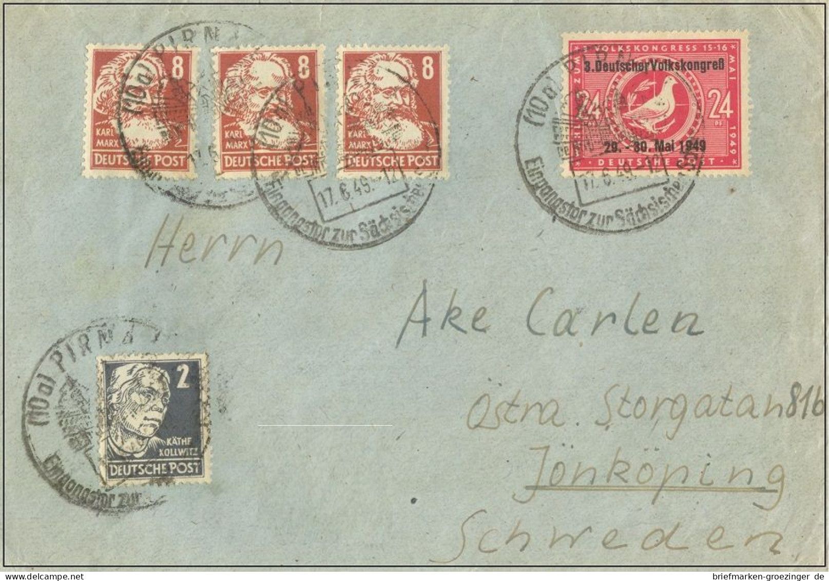 Saarland Mi.362/64 E-Brief FDC-16-4477 - Briefe U. Dokumente