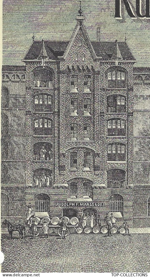 1914 SUPERBE ENTETE Rudolph F.Maas Hamburg Allemagne Vin Vins Cognac Pour Boutelleau Charente V.SCANS - 1900 – 1949