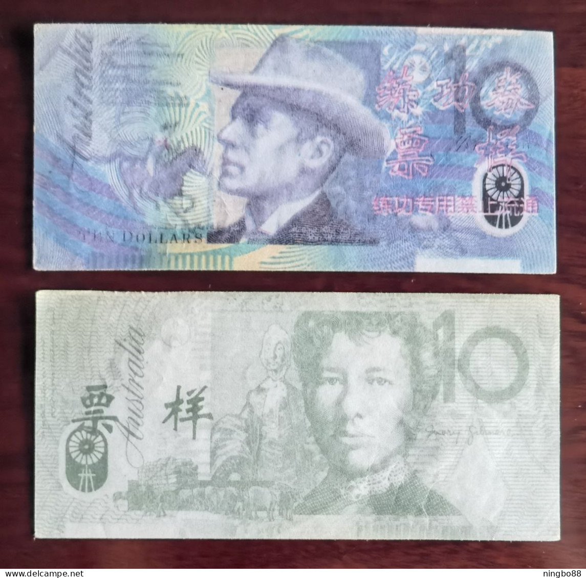 China BOC(bank Of China) Training/test Banknote,AUSTRALIA B-3 Series 10 Dollars Note Specimen Overprint,used - Fakes & Specimens