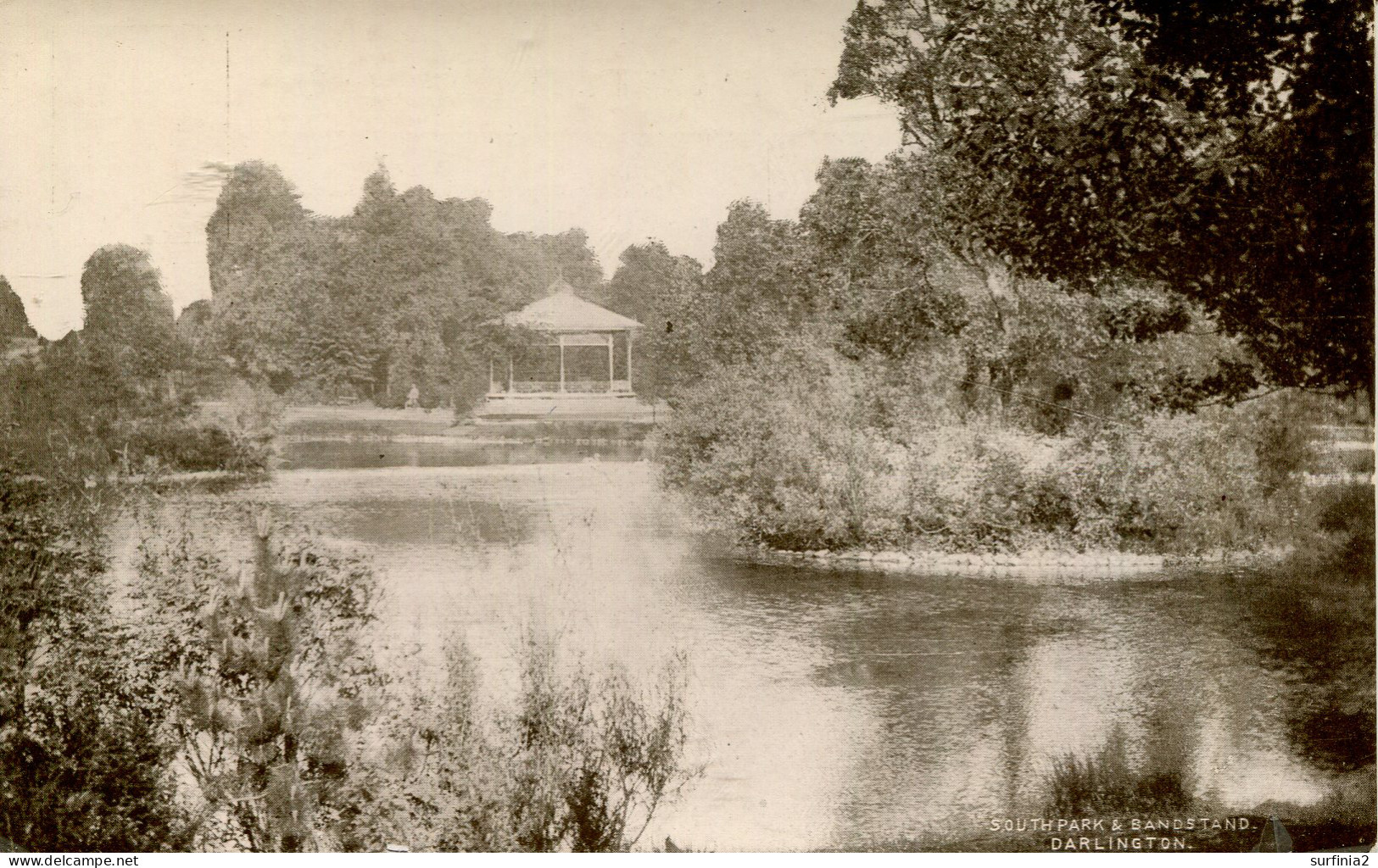 DURHAM - DARLINGTON - SOUTH PARK AND BANDSTAND With ADVERT RP Du438 - Darlington