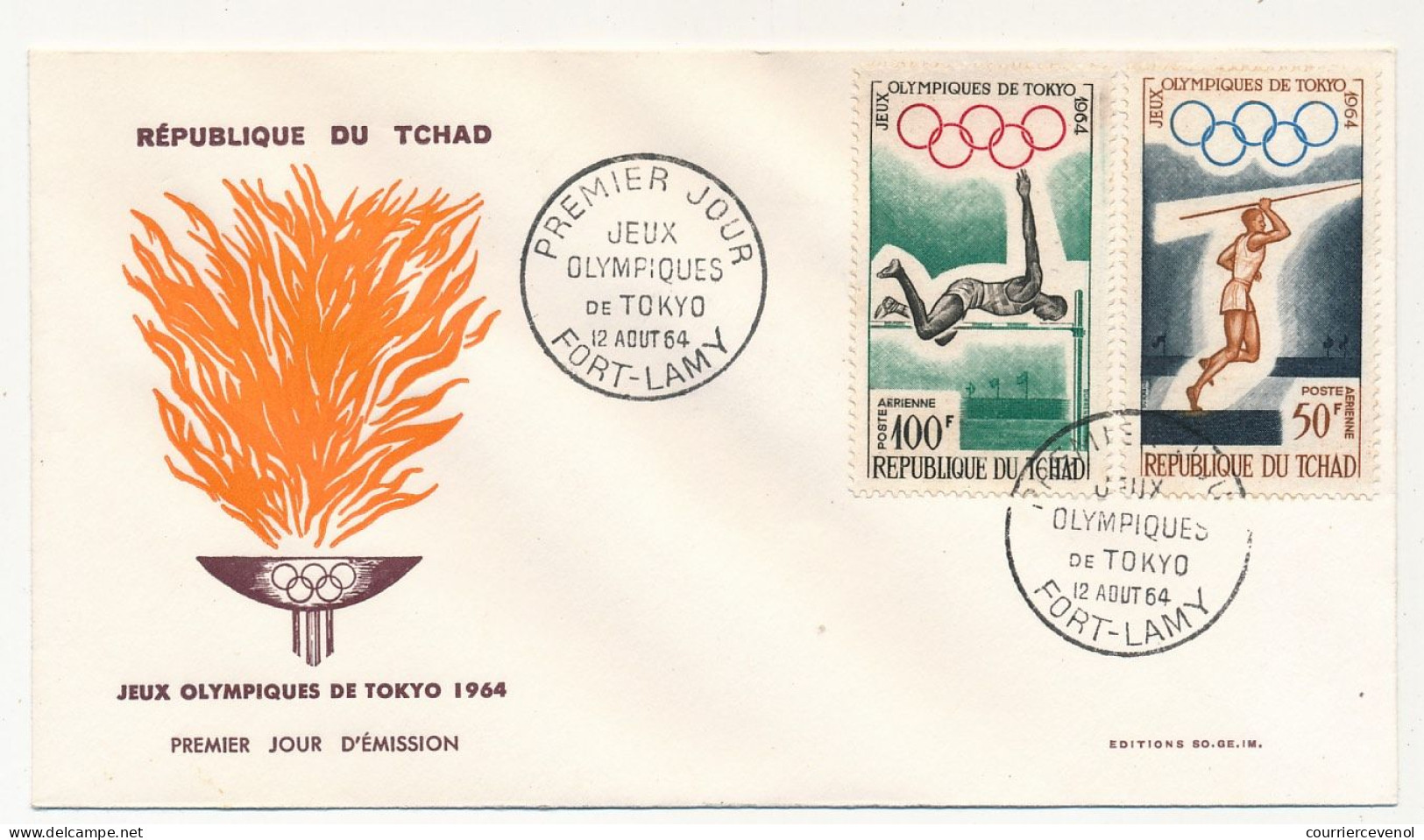 TCHAD => 2 Enveloppes FDC - 4 Valeurs Jeux Olympiques De Tokio - 12 Aout 1964 - Fort-Lamy - Tsjaad (1960-...)