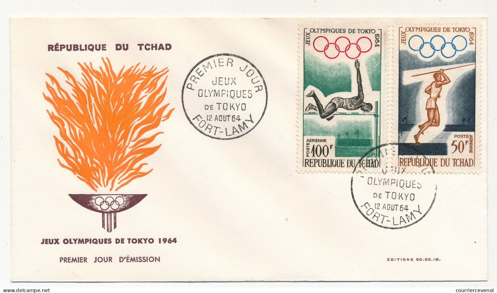 TCHAD => 2 Enveloppes FDC - 4 Valeurs Jeux Olympiques De Tokio - 12 Aout 1964 - Fort-Lamy - Chad (1960-...)