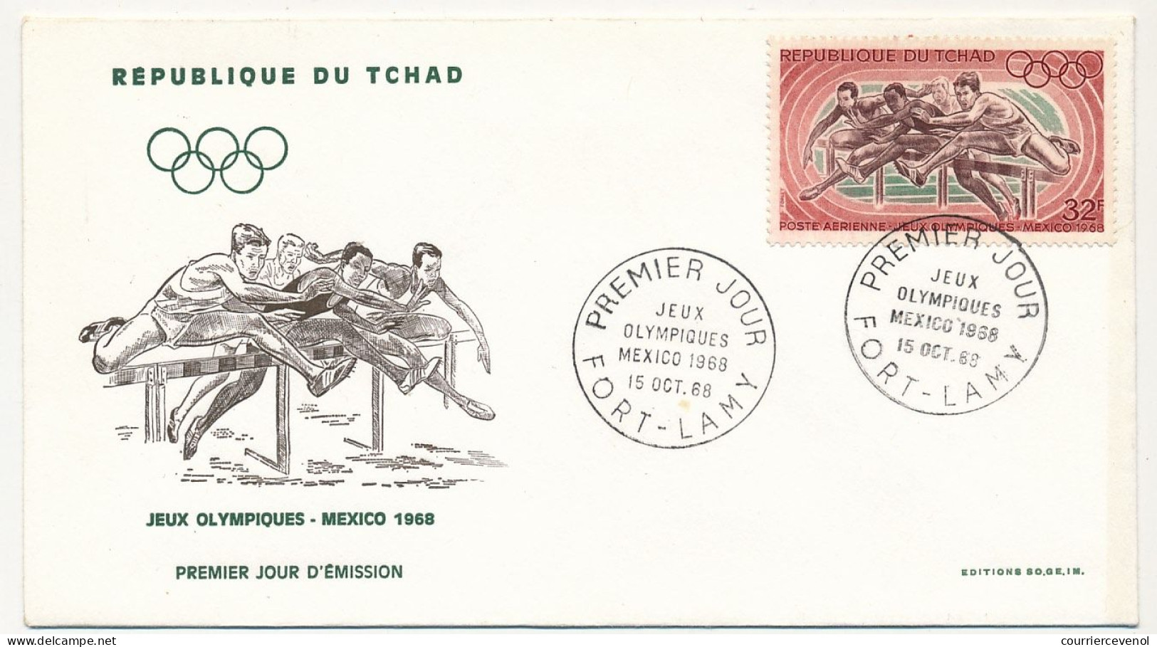 TCHAD => 2 Enveloppes FDC - 2 Valeurs Jeux Olympiques De Mexico - 15 Octobre 1968 - Fort-Lamy - Tschad (1960-...)