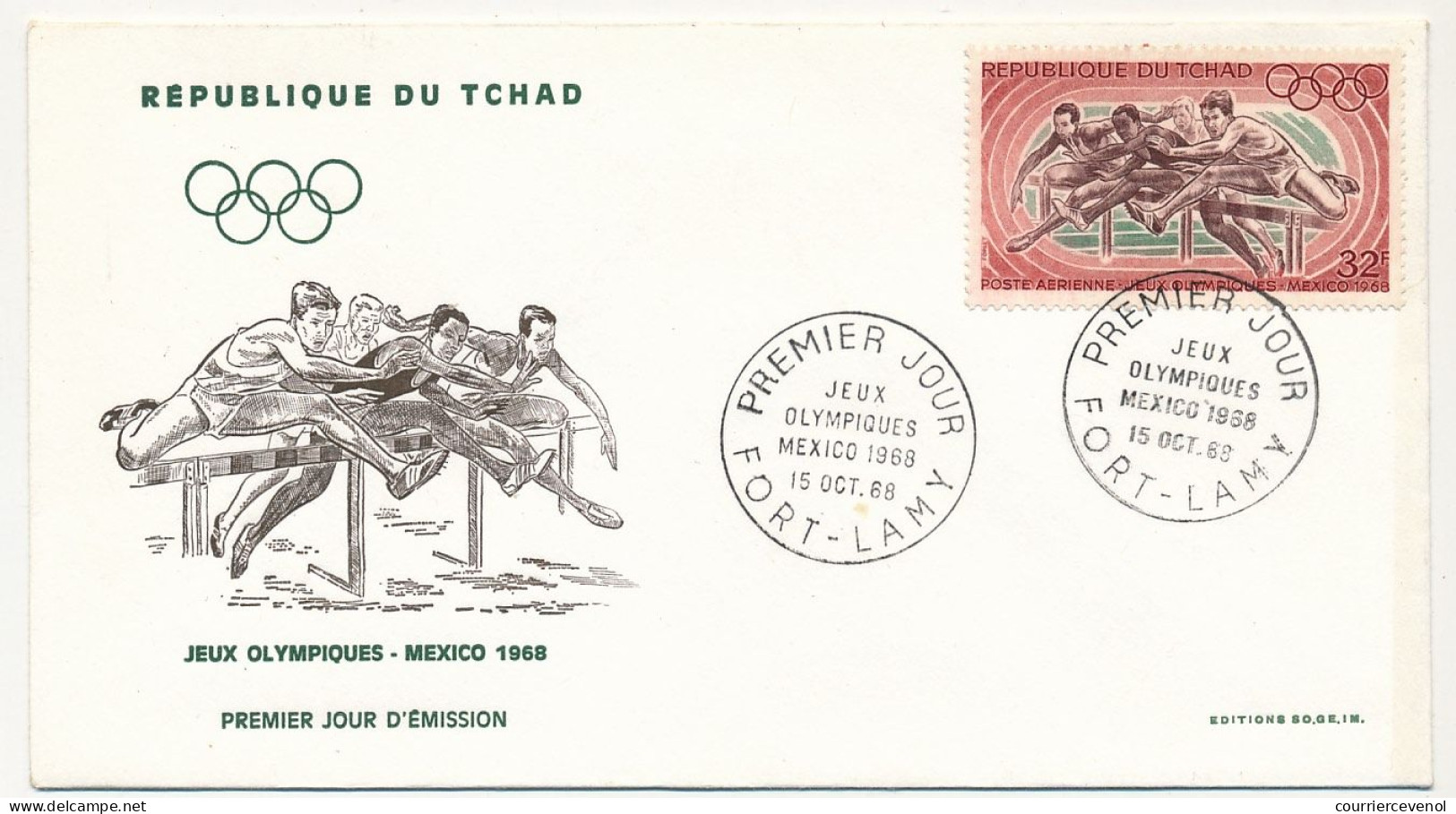 TCHAD => 2 Enveloppes FDC - 2 Valeurs Jeux Olympiques De Mexico - 15 Octobre 1968 - Fort-Lamy - Chad (1960-...)