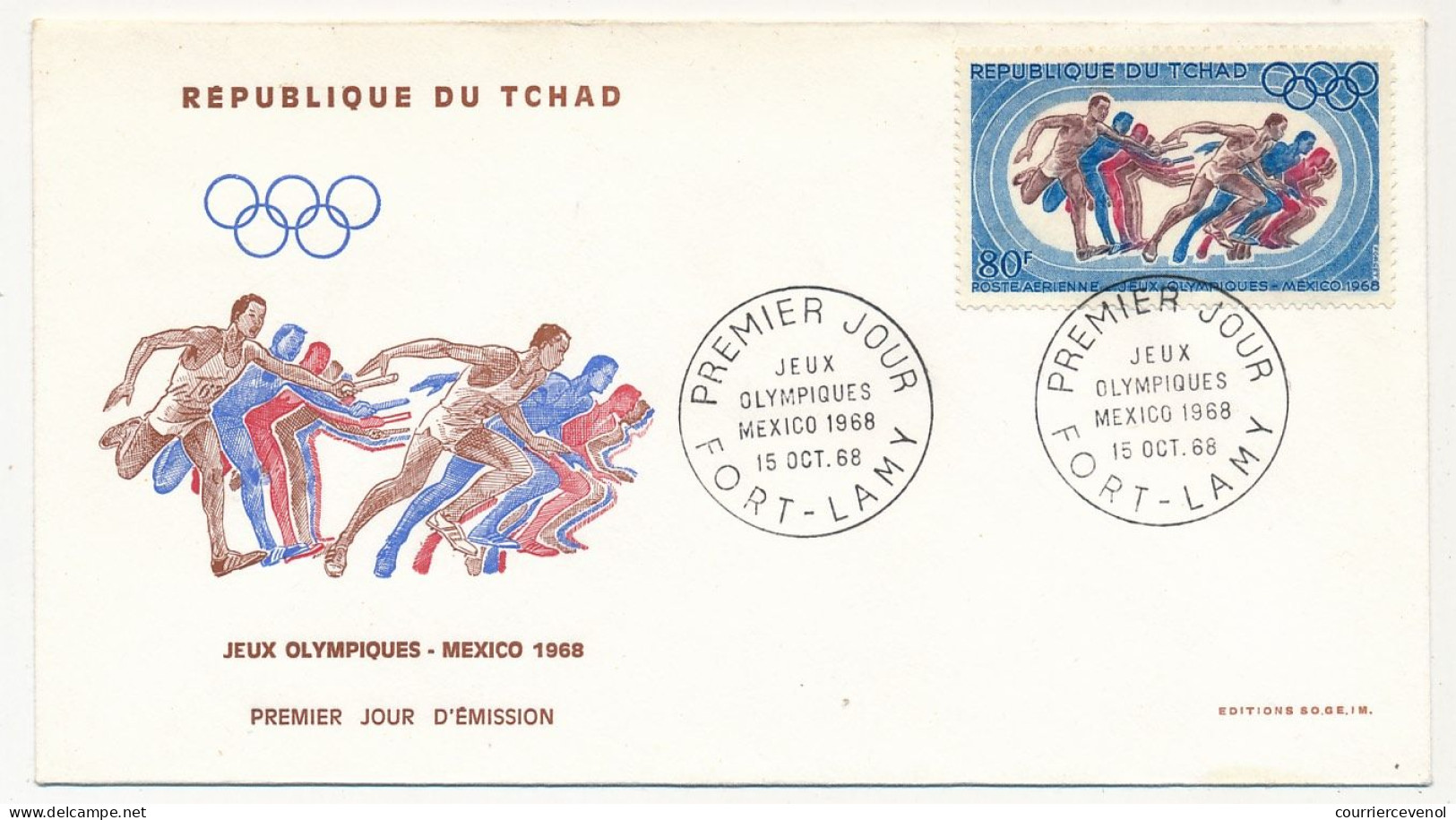 TCHAD => 2 Enveloppes FDC - 2 Valeurs Jeux Olympiques De Mexico - 15 Octobre 1968 - Fort-Lamy - Tsjaad (1960-...)