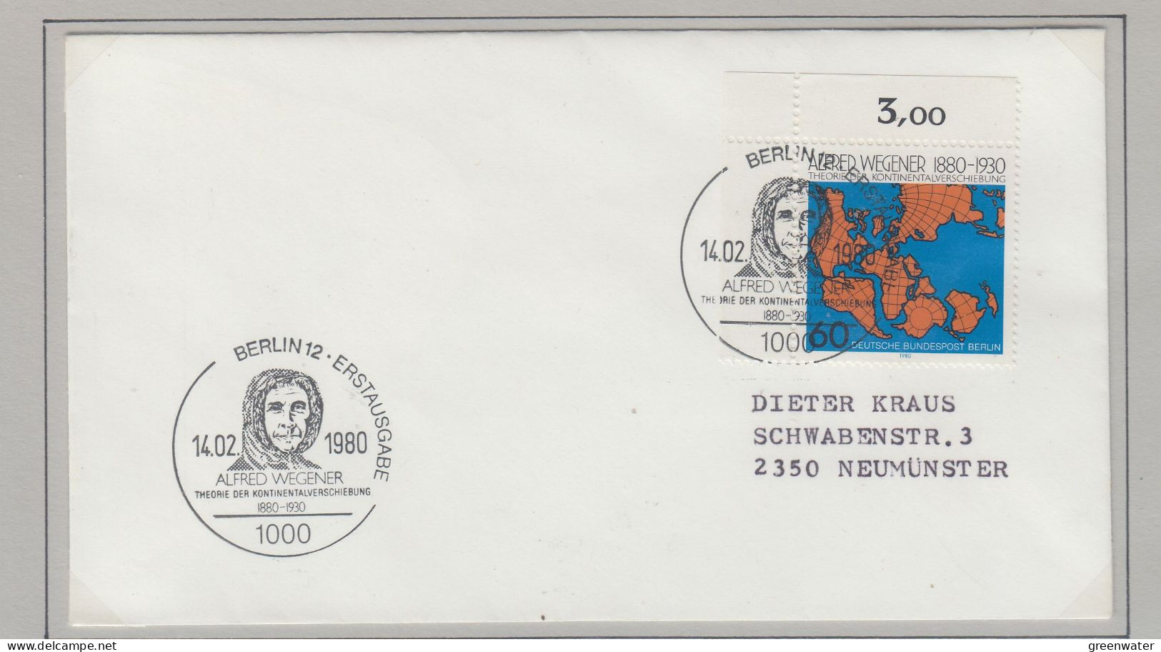 Germany Alfred Wegener FDC Berlin (IT154B) - Événements & Commémorations