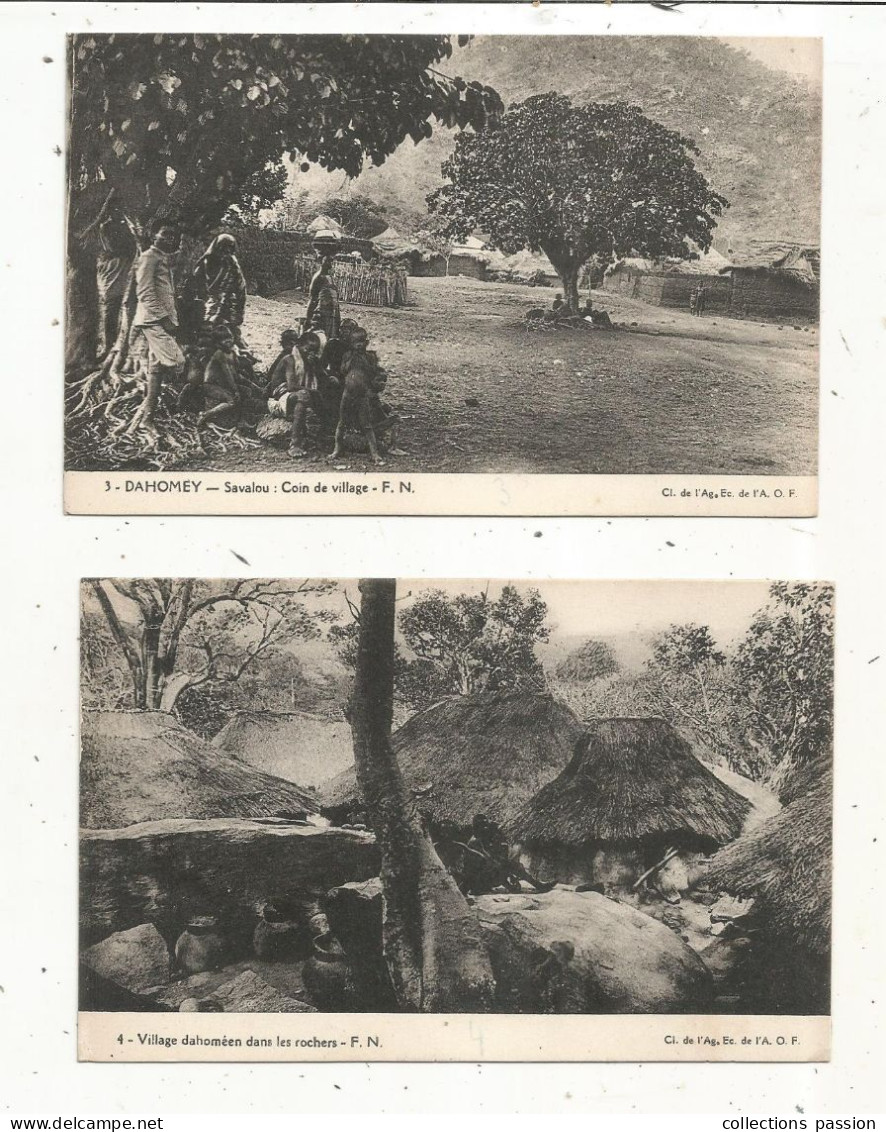 JC, Cp, DAHOMEY, Savalou, Village Dans Les Rochers, Féticheurs, Cocaoyer, F.M., Vierges, LOT DE 4 CARTES POSTALES - Dahomey