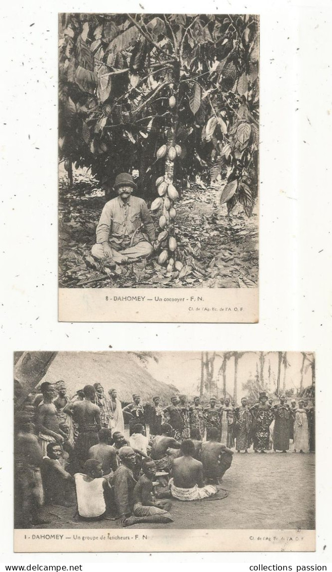 JC, Cp, DAHOMEY, Savalou, Village Dans Les Rochers, Féticheurs, Cocaoyer, F.M., Vierges, LOT DE 4 CARTES POSTALES - Dahomey