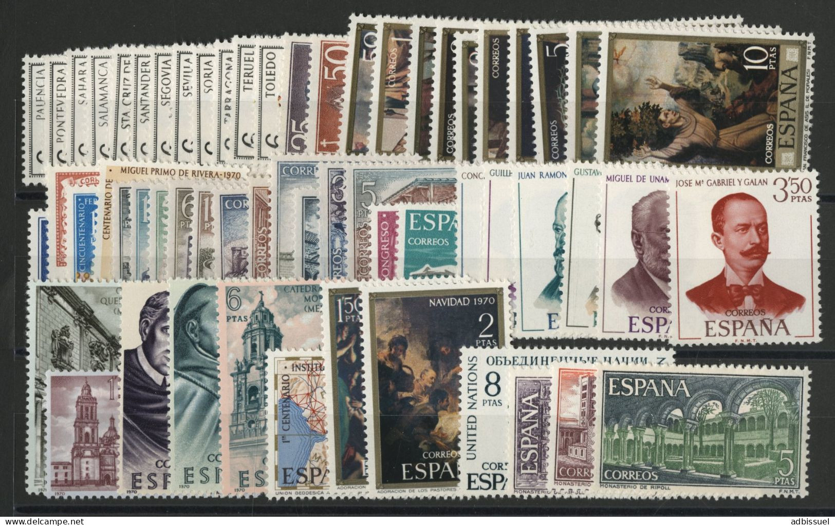 ESPAGNE ANNEE COMPLETE 1970 Cote 20,30 € Neufs ** (MNH) Edifil N° 1949 à 2007 Y &T N° 1606 à 1668 - Ganze Jahrgänge