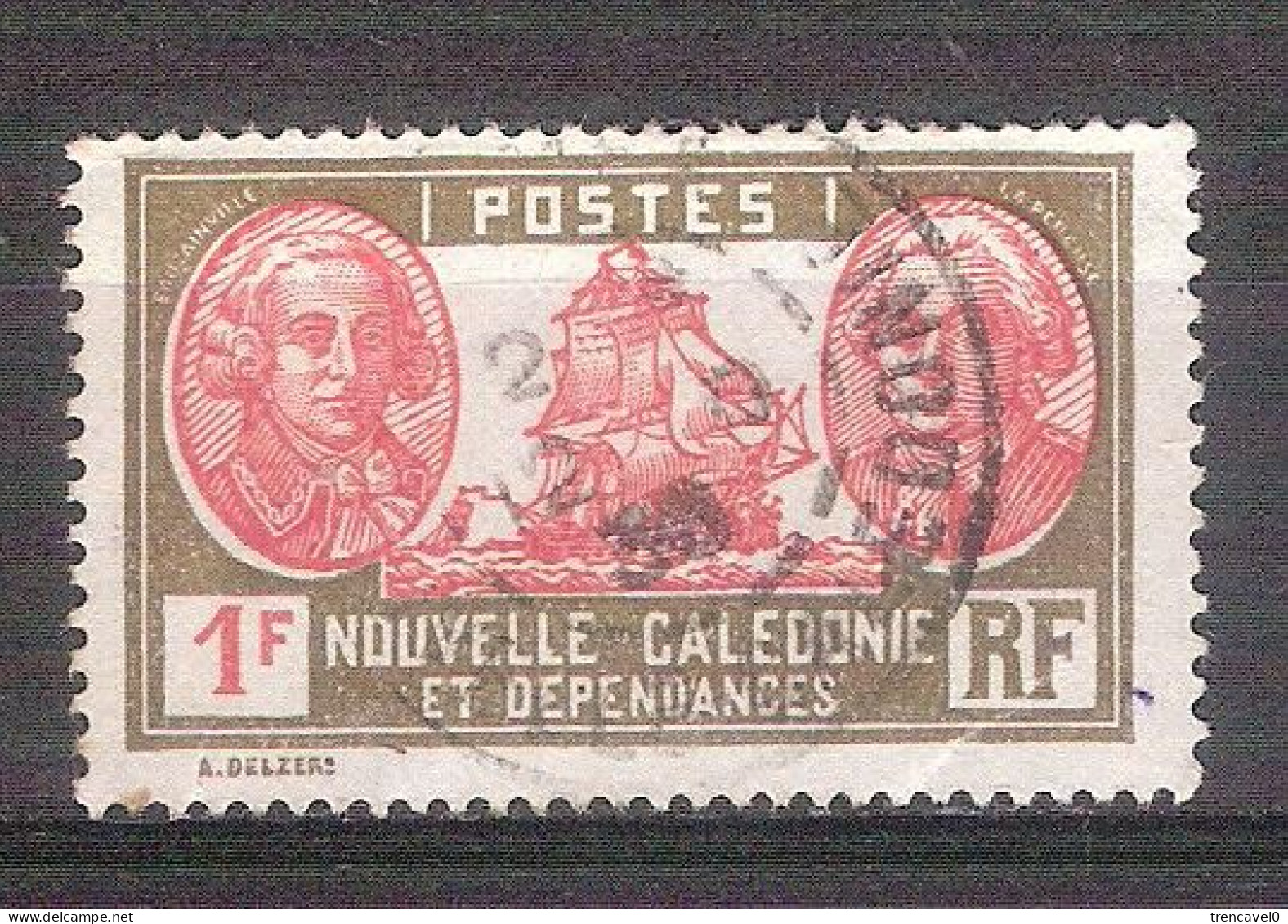 Nueva Caledonia 1928- 1 Sello Usado Circulado- Exploradores La Pérouse - Barco Astrolabio - Gebruikt