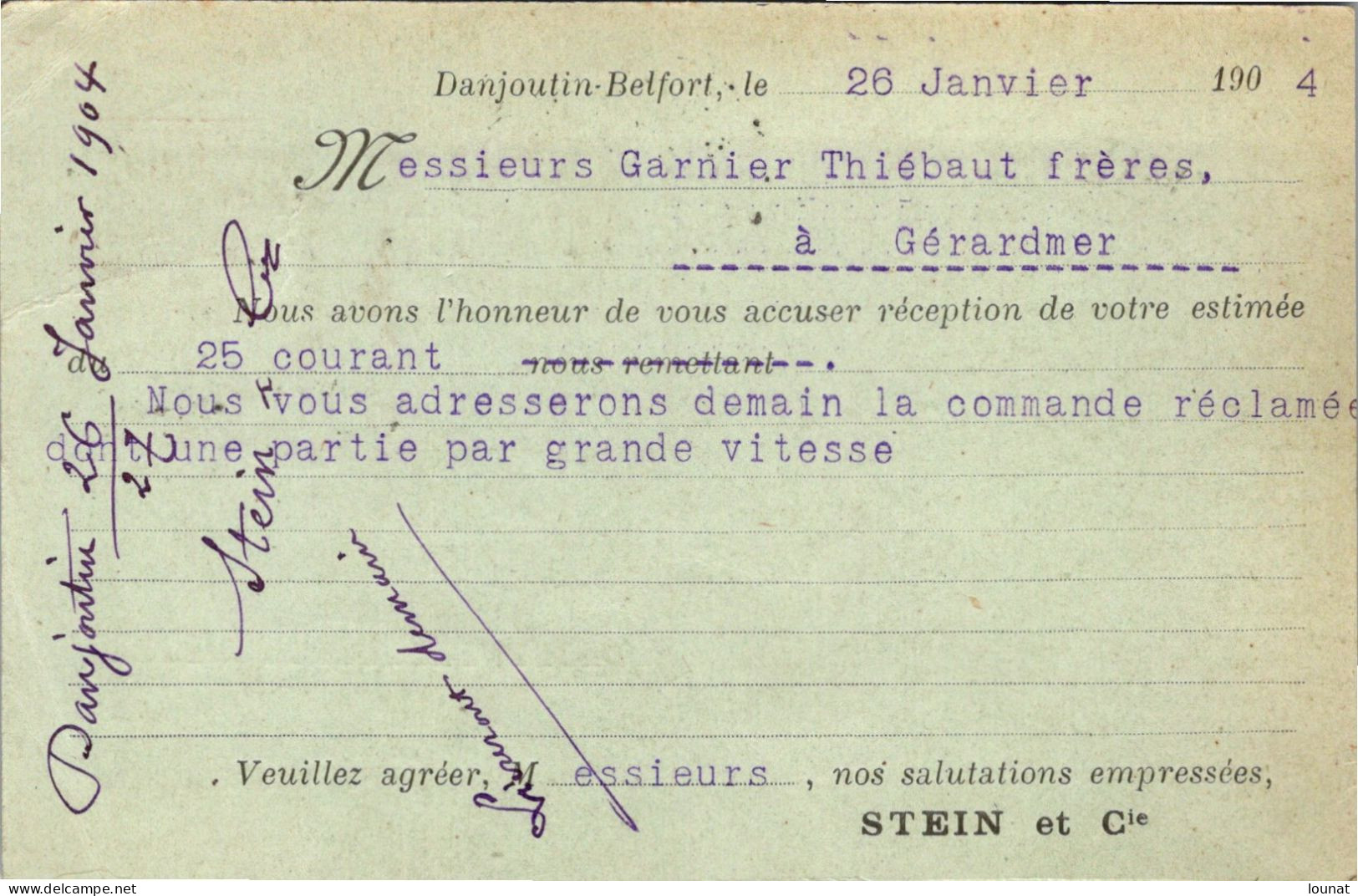 90 DANJOUTIN   - Entiers Postaux Année 1904 - Danjoutin