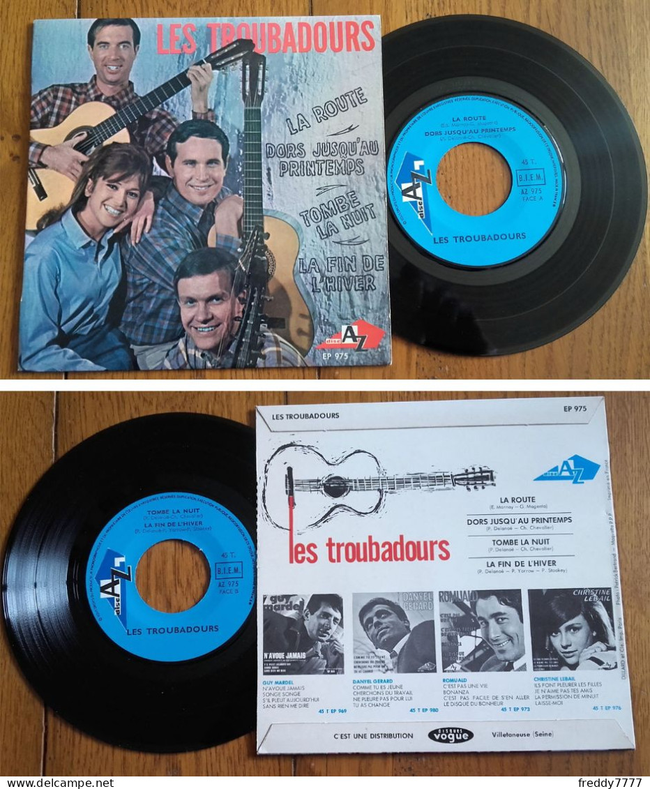RARE French EP 45t RPM BIEM (7") LES TROUBADOURS «La Route» (1965) - Country Et Folk