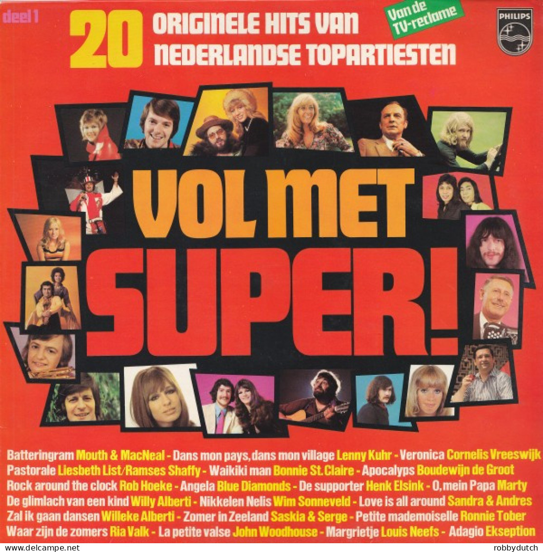 * LP * VOL MET SUPER (20 Originele Hits Van Nederlandse Topartiesten) (Holland 1974) - Hit-Compilations