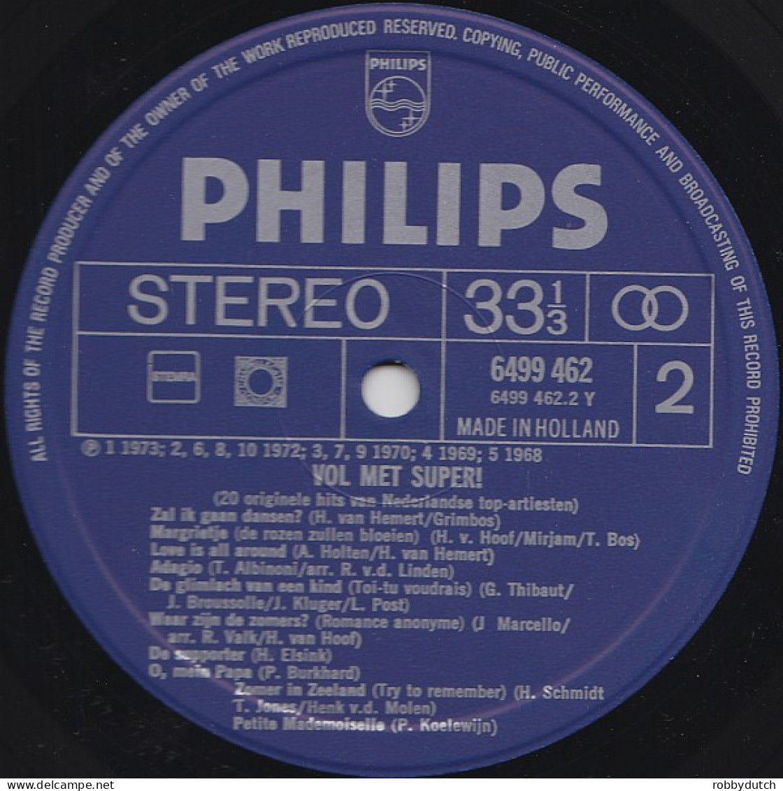 * LP * VOL MET SUPER (20 Originele Hits Van Nederlandse Topartiesten) (Holland 1974) - Hit-Compilations