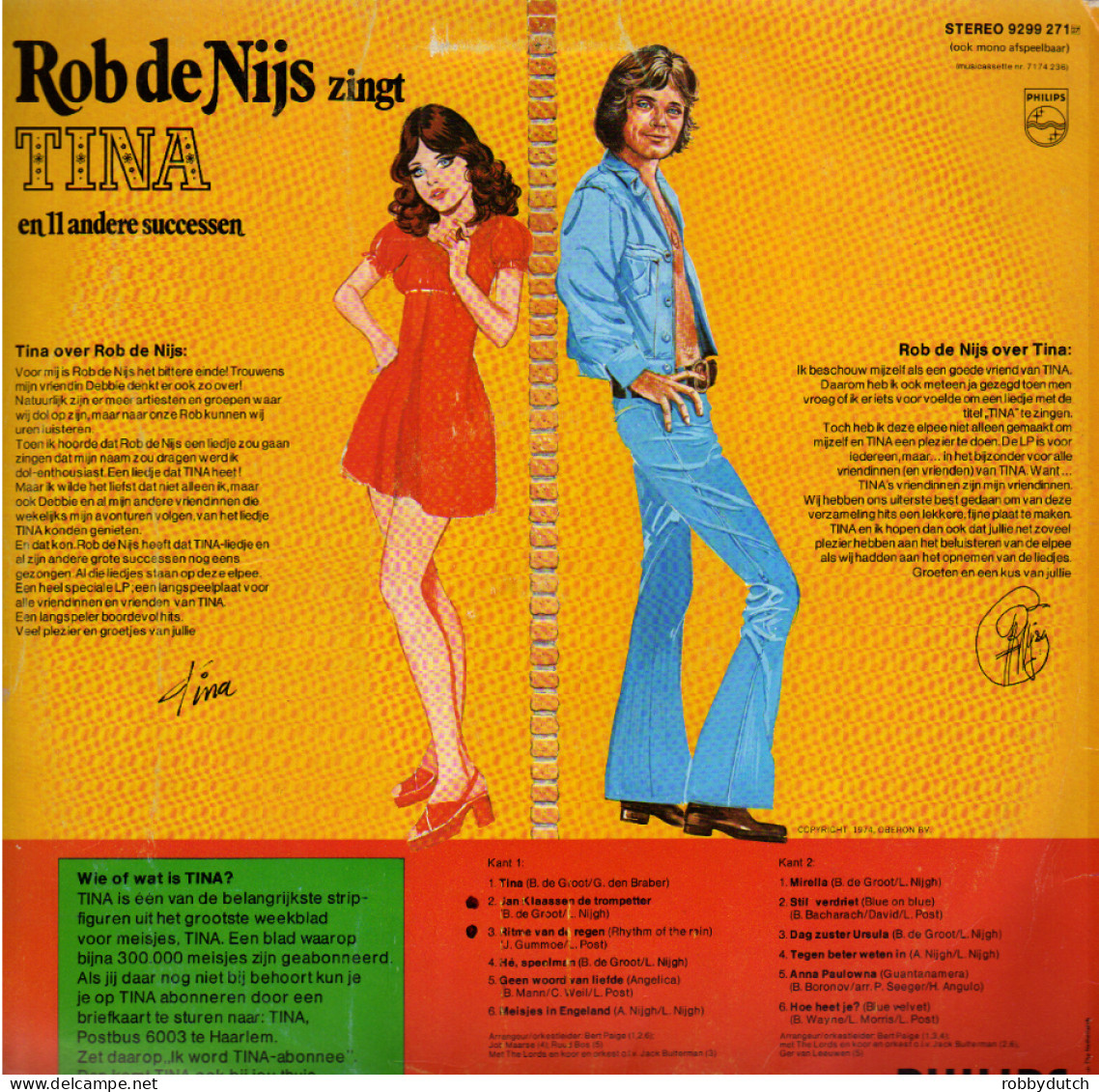 * LP * ROB DE NIJS ZINGT TINA EN !! ANDERE SUCCESSEN (Holland 1974) - Sonstige - Niederländische Musik