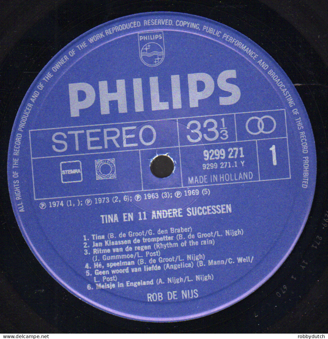 * LP * ROB DE NIJS ZINGT TINA EN !! ANDERE SUCCESSEN (Holland 1974) - Andere - Nederlandstalig