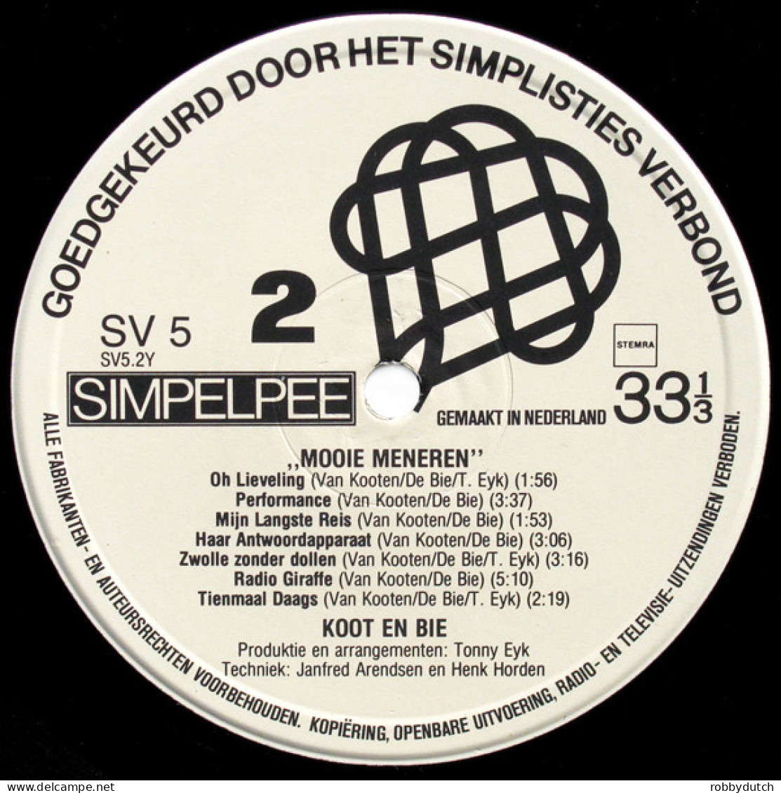 * LP *  SIMPLISTIES VERBOND - MOOIE MENEREN (De 5e LP Van Het SIMPLISTIES VERBOND) - Comiques, Cabaret