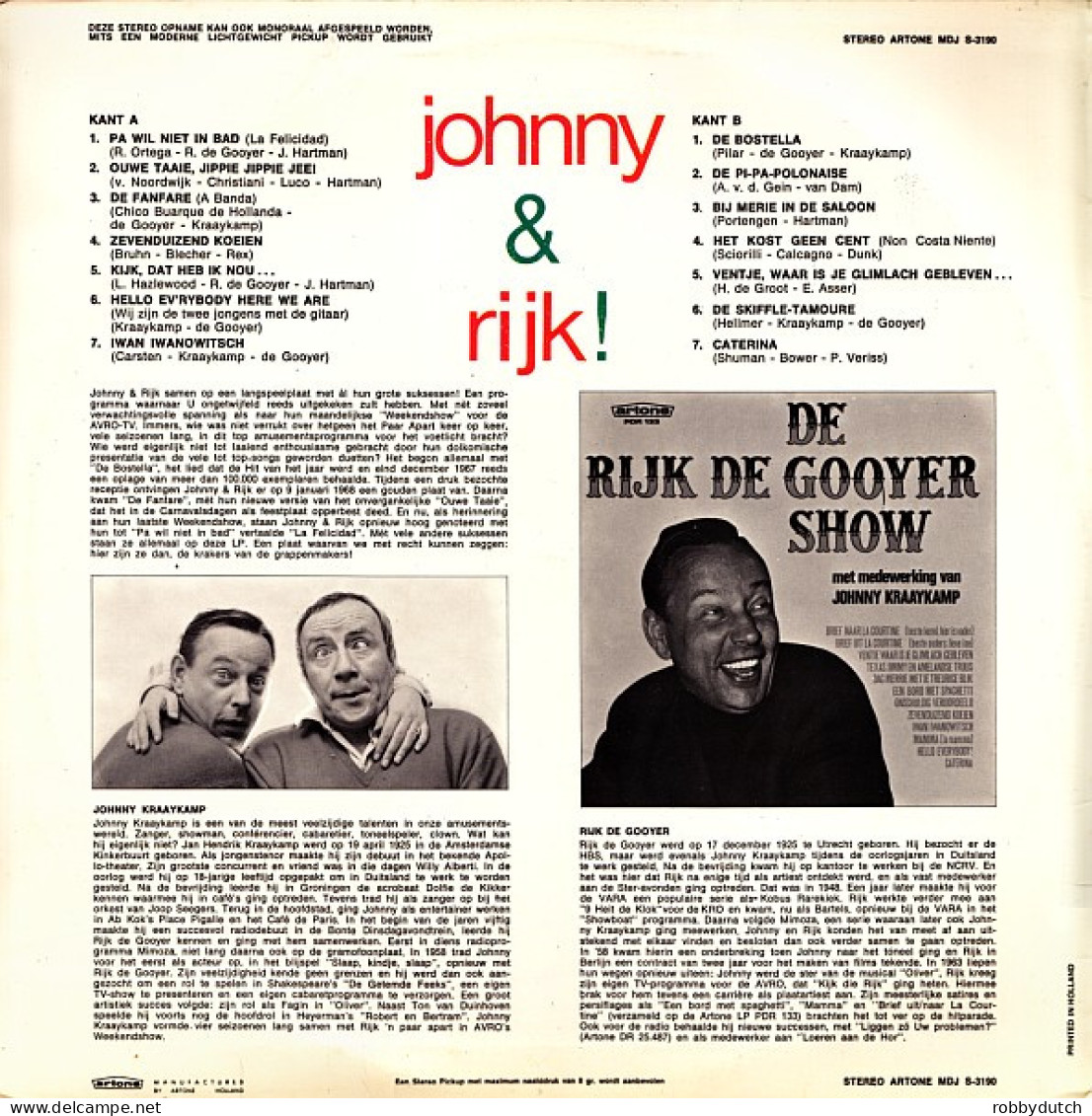 * LP *  JOHNNY & RIJK (Holland 1968) - Comiche